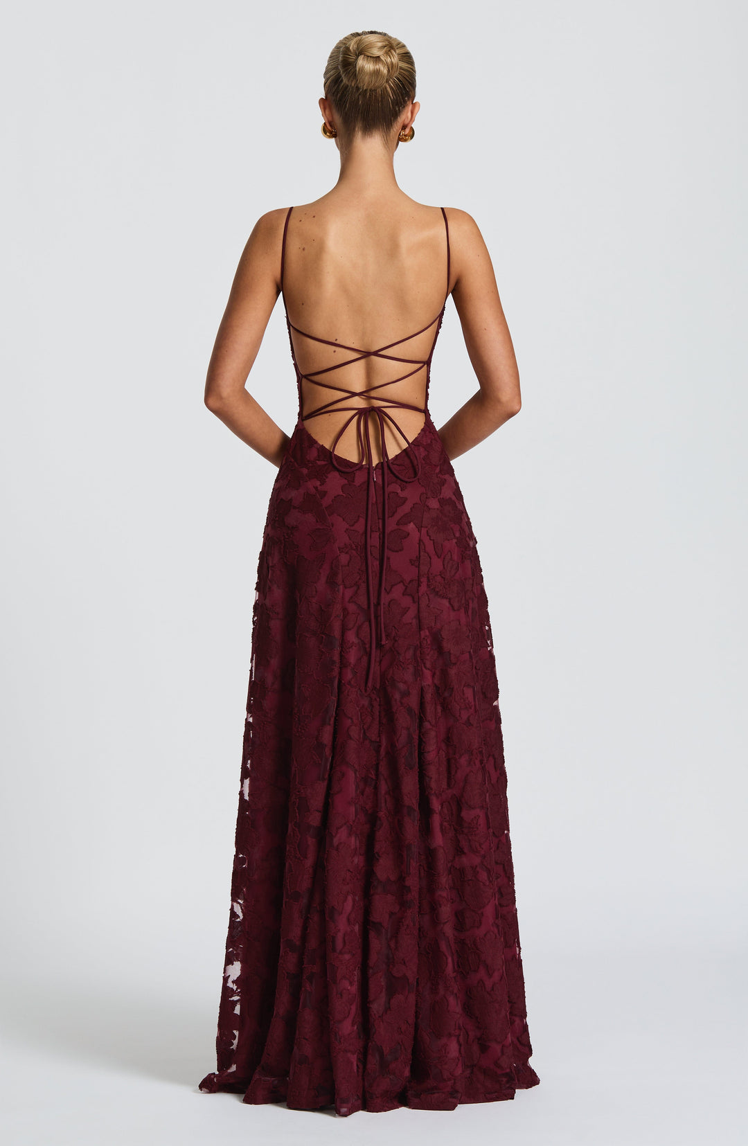 Women's Floral Textured A-Line Maxi Dress