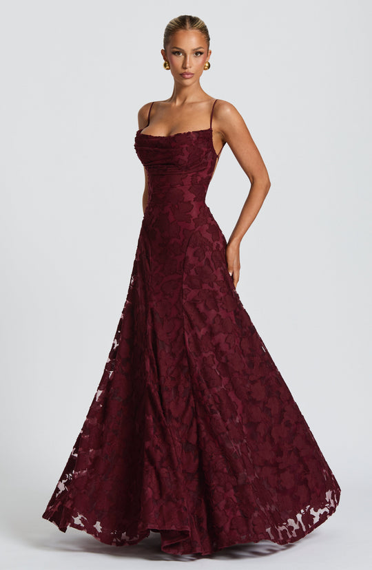 Women's Floral Textured A-Line Maxi Dress