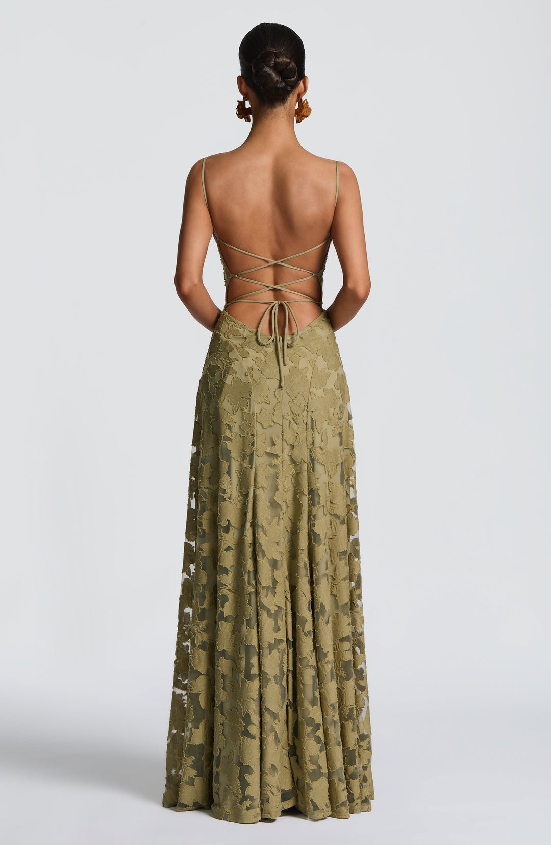 Women's Floral Textured A-Line Maxi Dress