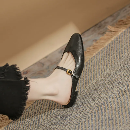 Women's Minimalist Buckle Strap Mule Loafers