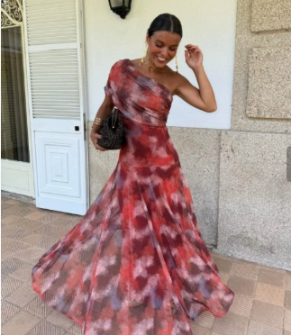 Women's Off-Shoulder Mesh Evening Maxi Dress