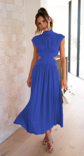 Elegantes Damen-Maxikleid mit hohem Ausschnitt und Cutout