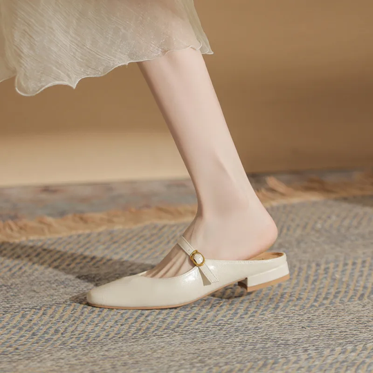 Women's Minimalist Buckle Strap Mule Loafers