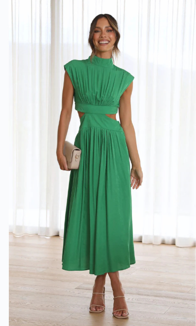 Elegantes Damen-Maxikleid mit hohem Ausschnitt und Cutout