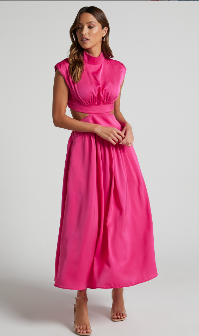 Elegantes Damen-Maxikleid mit hohem Ausschnitt und Cutout