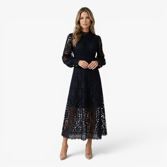 Women’s Lace Midi Dress with Elegant A Line Silhouette