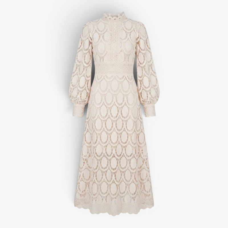 Women’s Lace Midi Dress with Elegant A Line Silhouette