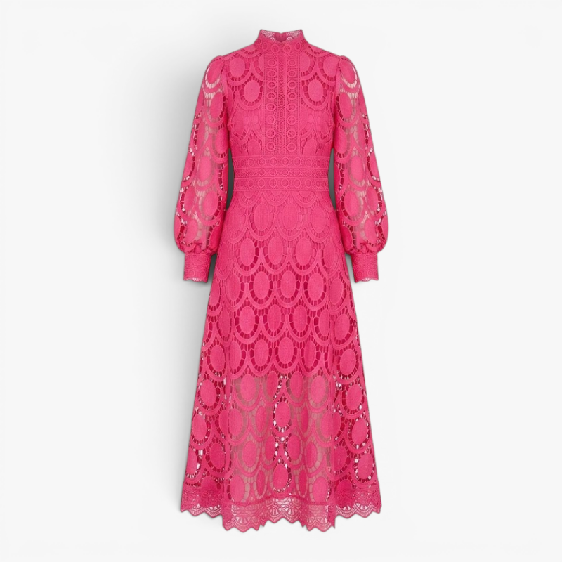 Women’s Lace Midi Dress with Elegant A Line Silhouette