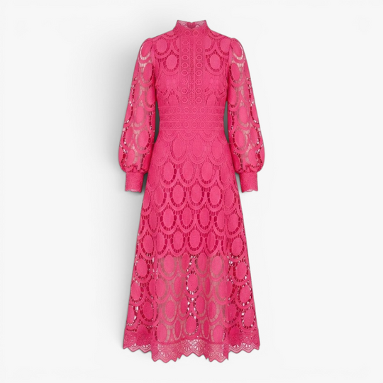 Women’s Lace Midi Dress with Elegant A Line Silhouette