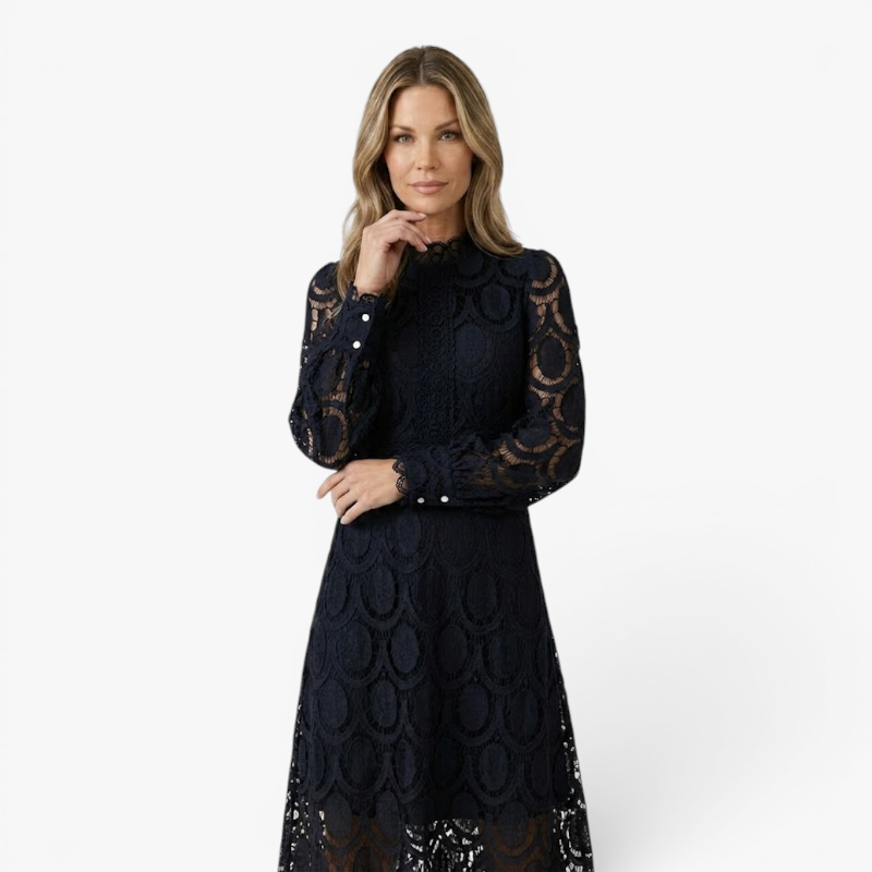 Women’s Lace Midi Dress with Elegant A Line Silhouette