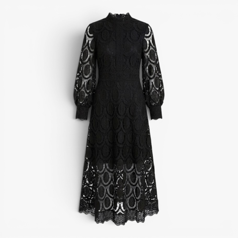 Women’s Lace Midi Dress with Elegant A Line Silhouette
