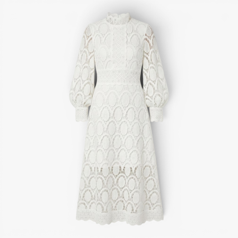 Women’s Lace Midi Dress with Elegant A Line Silhouette