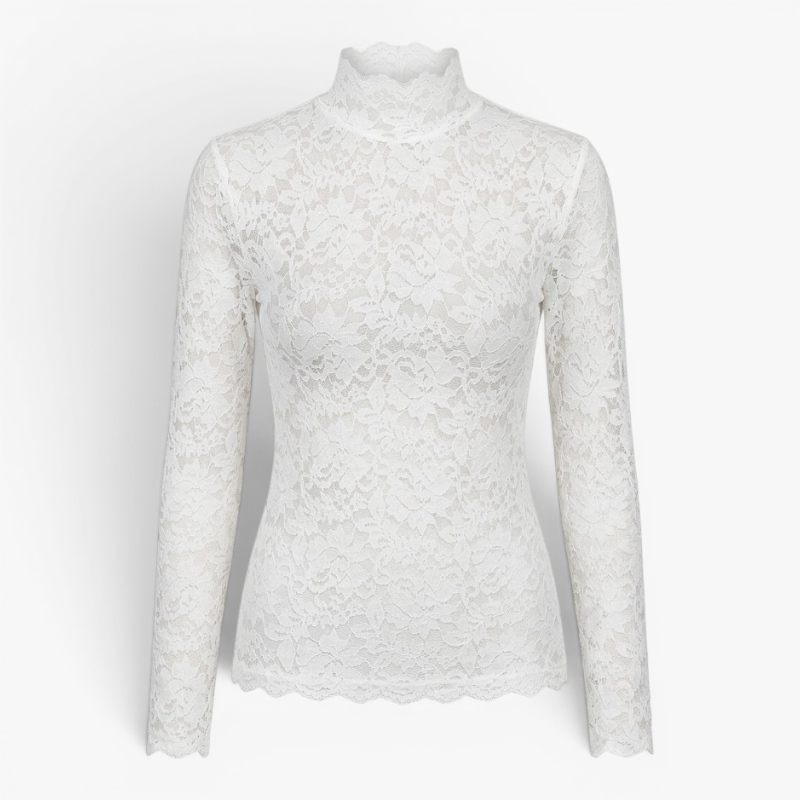 Women’s Floral Lace Blouse with Elegant High Neck Design