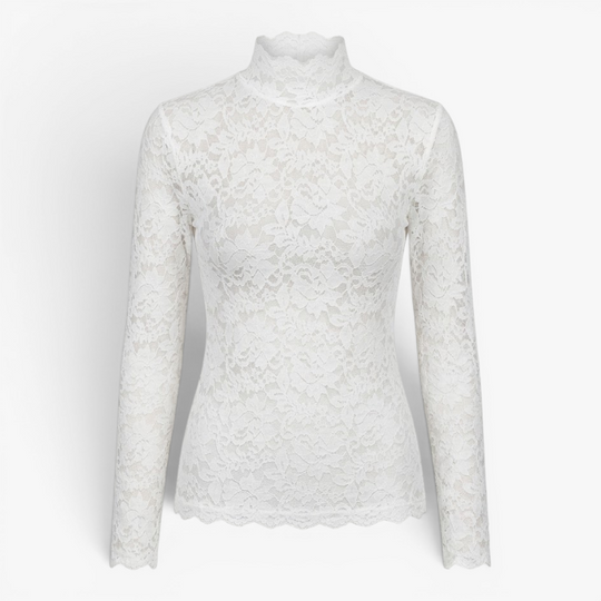 Women’s Floral Lace Blouse with Elegant High Neck Design