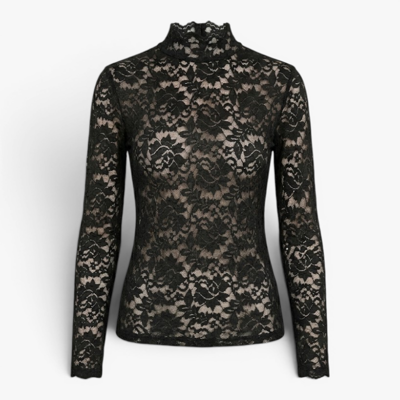 Women’s Floral Lace Blouse with Elegant High Neck Design