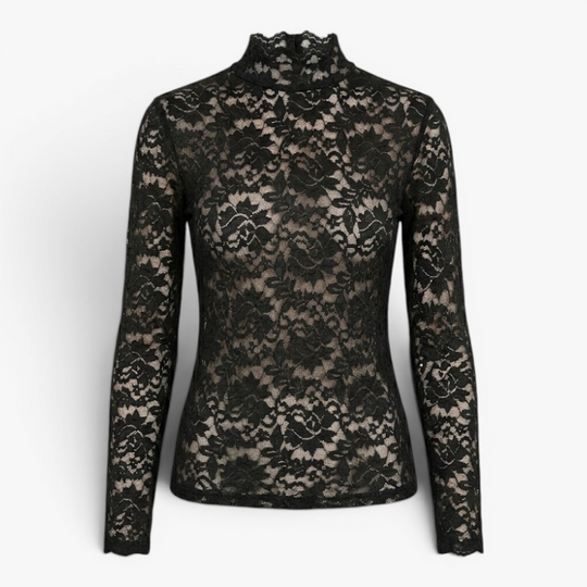 Women’s Floral Lace Blouse with Elegant High Neck Design
