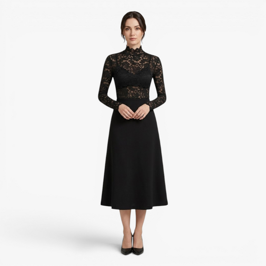 Women’s Floral Lace Blouse with Elegant High Neck Design