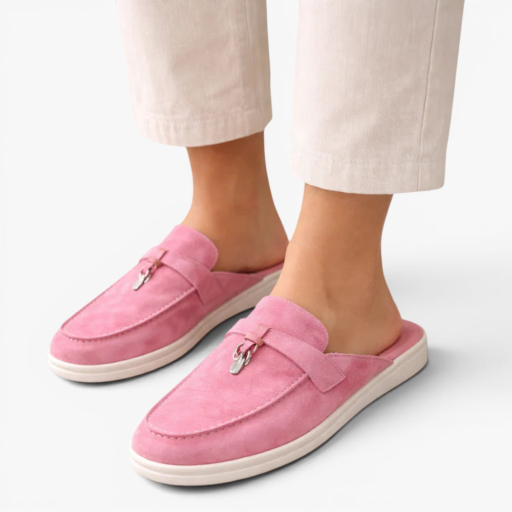 Damen Schicke Wildleder Slip-On Mule Loafers
