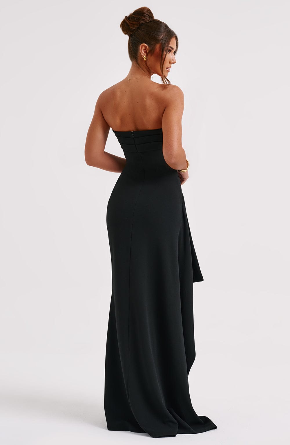 Women's Strapless Drape Slit Evening Gown