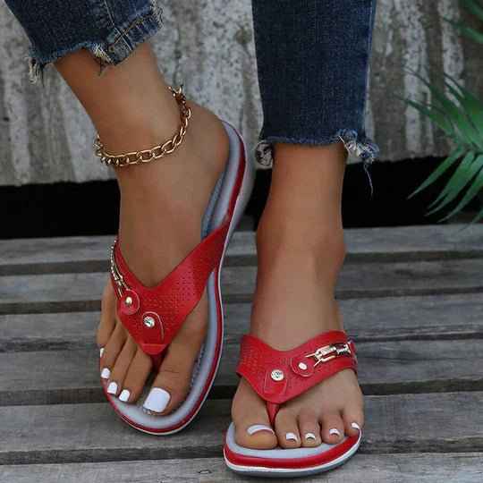 Women's Rhinestone Accent Comfort Thong Sandals