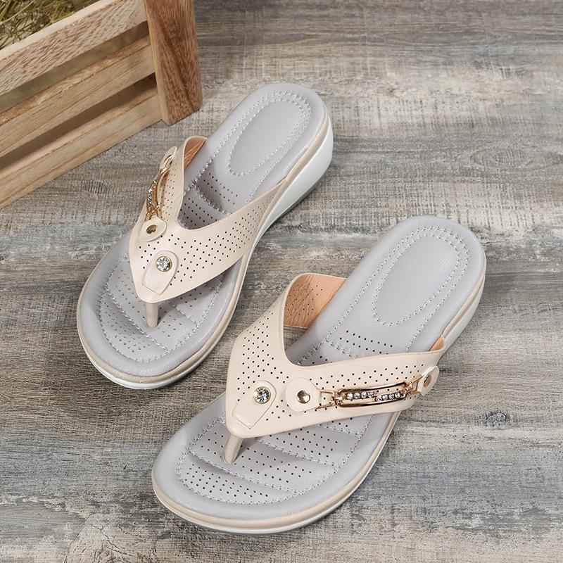 Women's Rhinestone Accent Comfort Thong Sandals
