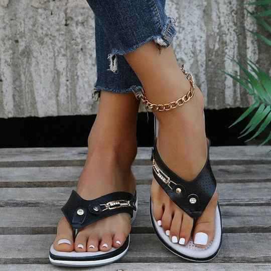 Women's Rhinestone Accent Comfort Thong Sandals