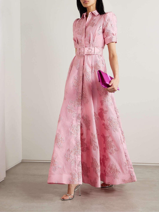 Damen floral gemustertes Maxikleid mit Gürtel