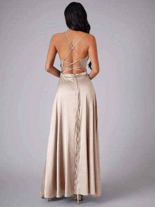Abend-Maxikleid für Damen mit Wasserfallausschnitt