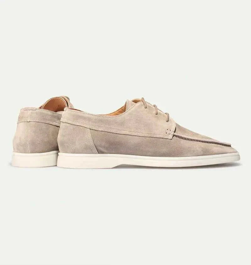 Men's Suede Lace-Up Casual Moc Toe Loafers