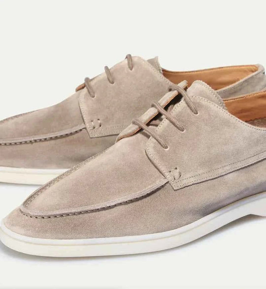 Men's Suede Lace-Up Casual Moc Toe Loafers