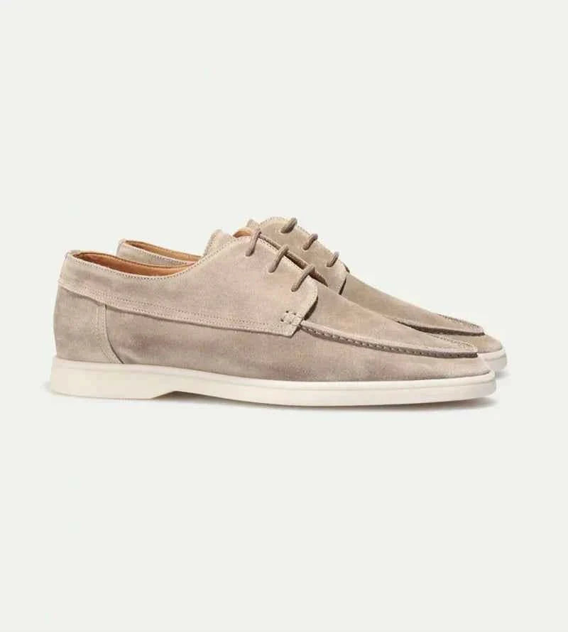 Men's Suede Lace-Up Casual Moc Toe Loafers
