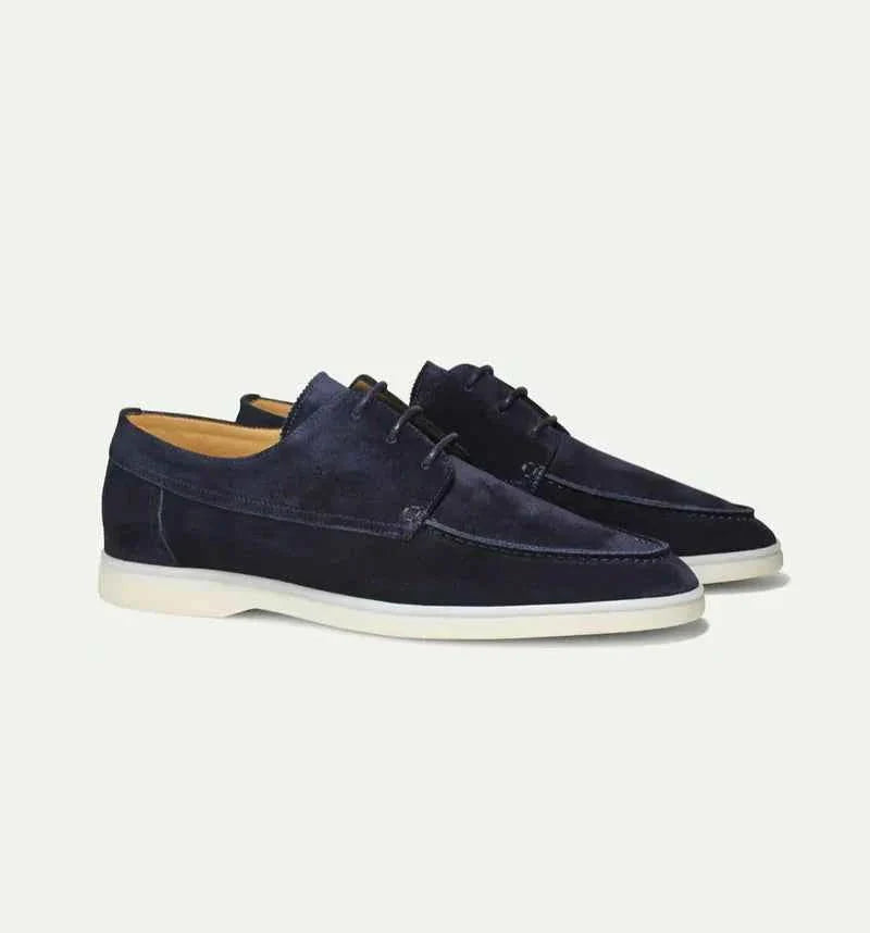 Men's Suede Lace-Up Casual Moc Toe Loafers