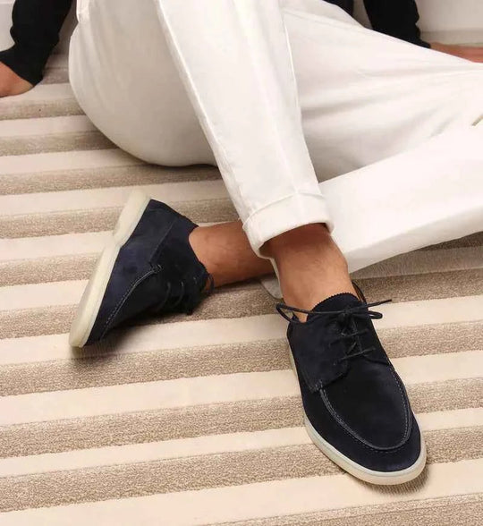 Men's Suede Lace-Up Casual Moc Toe Loafers