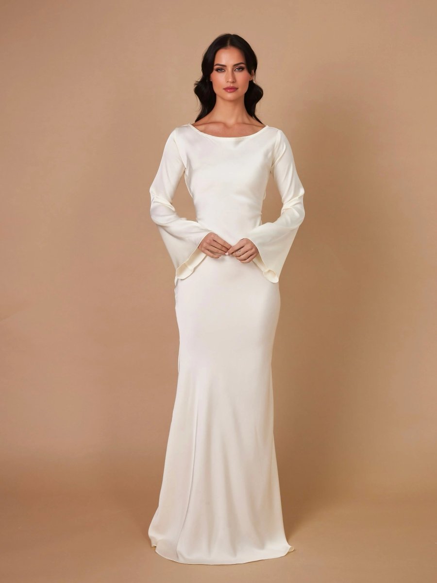 Women's Satin Long Sleeve Mermaid Maxi Dress