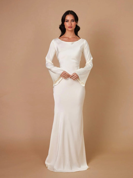 Women's Satin Long Sleeve Mermaid Maxi Dress