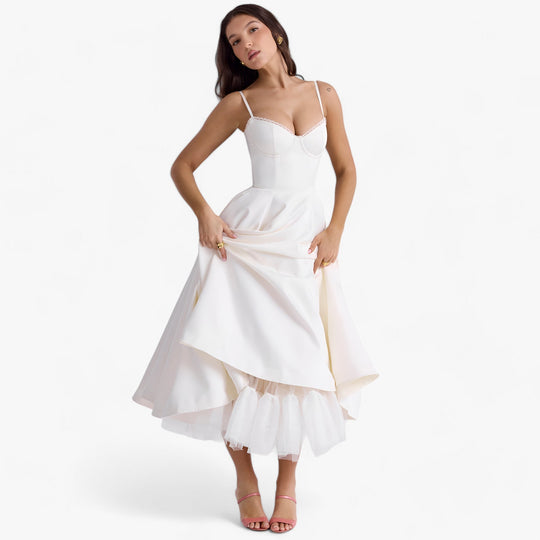 Women's Romantic Corset Midi Occasion Dress