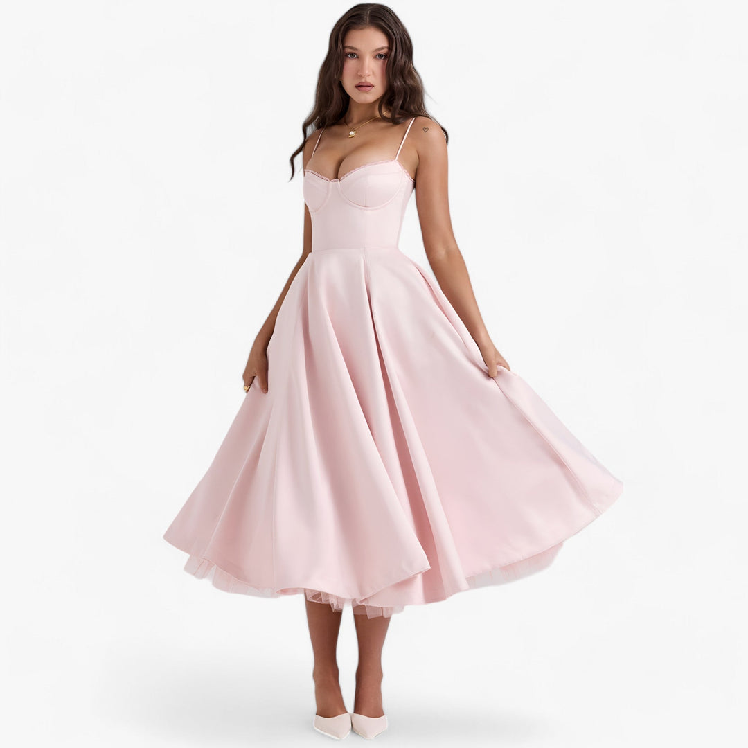 Women's Romantic Corset Midi Occasion Dress