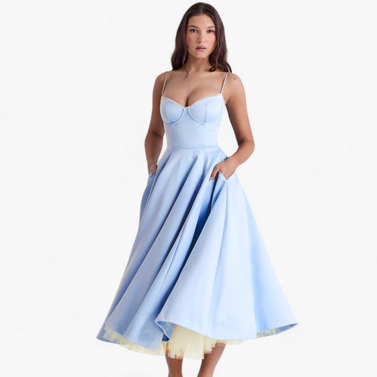 Women's Romantic Corset Midi Occasion Dress