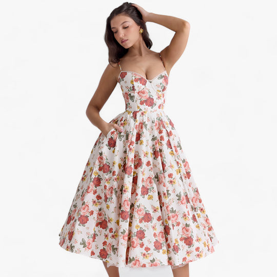 Women's Romantic Corset Midi Occasion Dress