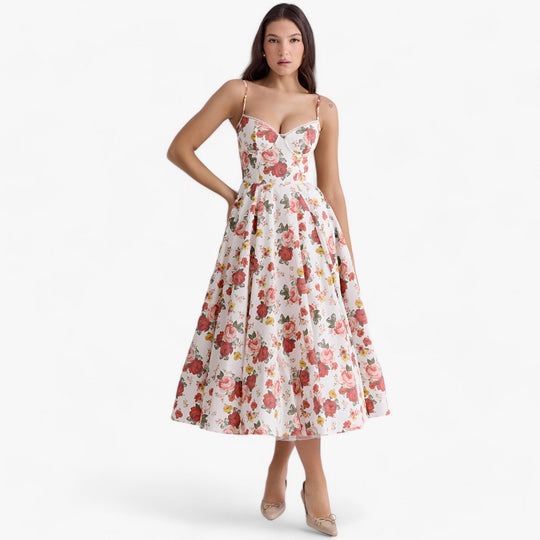 Women's Romantic Corset Midi Occasion Dress