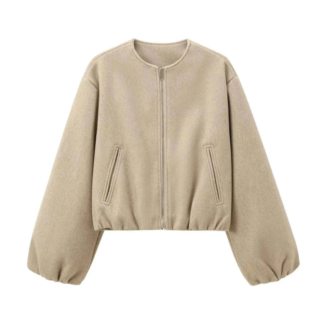 Women's Cropped Zip-Up Bomber Jacket