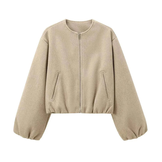 Women's Cropped Zip-Up Bomber Jacket
