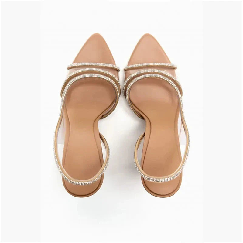 Women's Crystal Strap Slingback Stiletto Heels