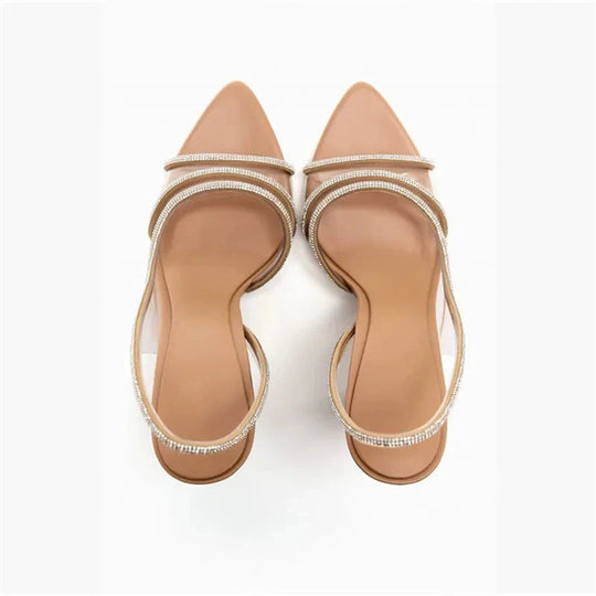 Women's Crystal Strap Slingback Stiletto Heels