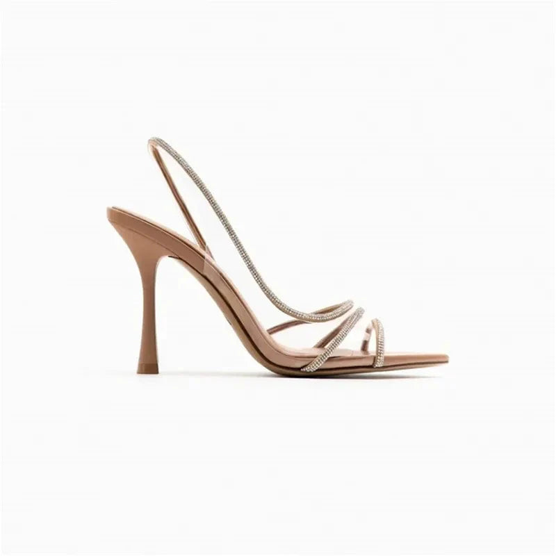 Women's Crystal Strap Slingback Stiletto Heels
