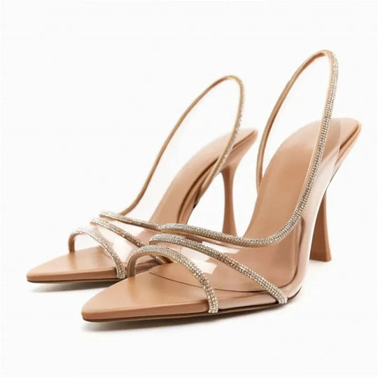 Women's Crystal Strap Slingback Stiletto Heels