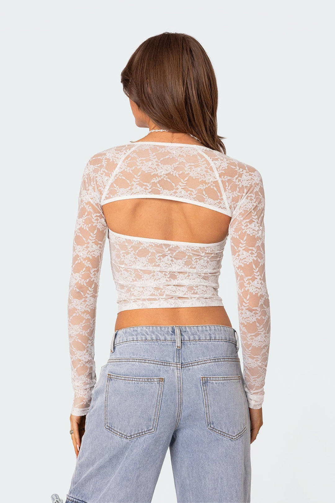 Women's Sheer Lace Two-Piece Evening Top