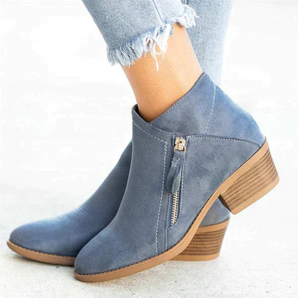 Women's Casual Suede Side Zip Ankle Boots