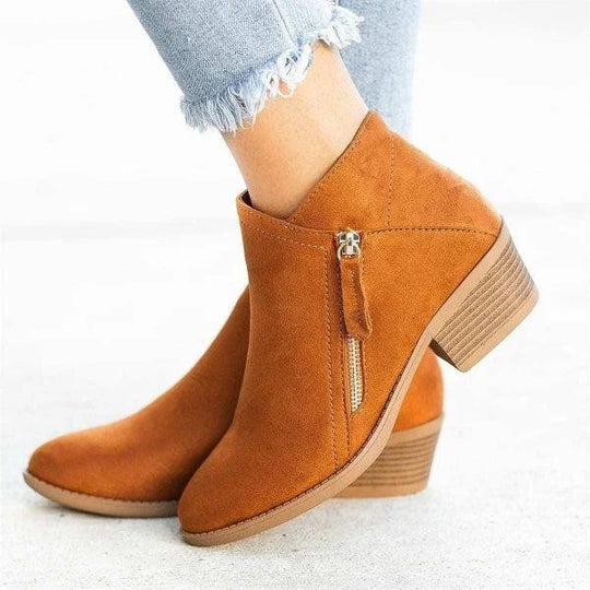 Women's Casual Suede Side Zip Ankle Boots