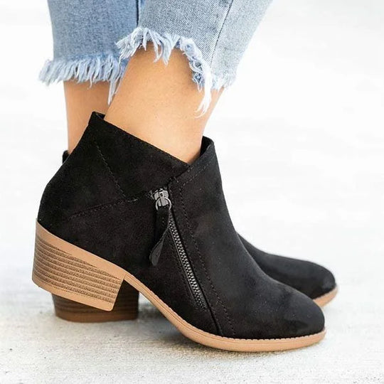 Women's Casual Suede Side Zip Ankle Boots